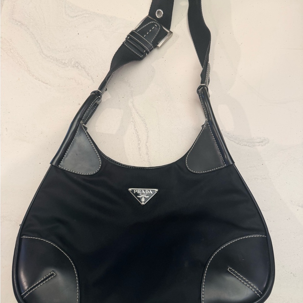 Prada Black Hobo Bag with Silver Details
